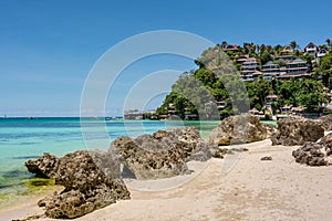 Beautiful lagoon and tropical beach of Boracay island , Philippines