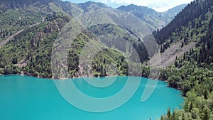 Beautiful lake with blue water among the mountains