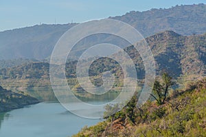 Beautiful Lake Casitas in the rugged mountains of Ventura, Ventura County, California