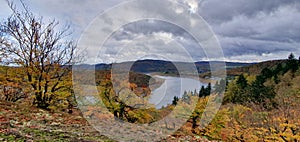 Beautiful lake on a cloudy autumn day