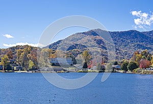 Beautiful lake in colorful Appalachian mountains.