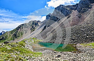 Beautiful lake with emerald shade