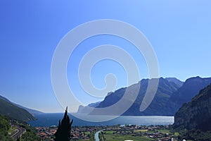 Beautiful lake garda with blue sky