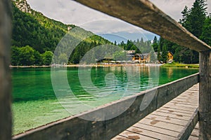 Beautiful lake Jasna in Julian alps