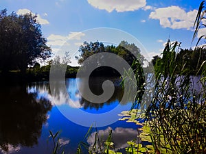 Beautiful lake landscape and sky.