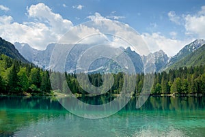 Beautiful lake with mountains in the background