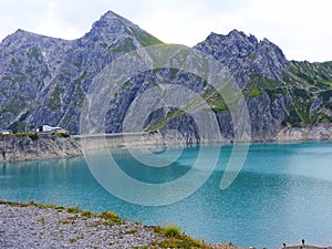 Beautiful lake in the mountains blue water dam