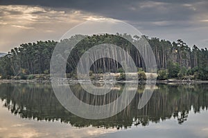 Beautiful lake reflection in forest Slovakia Europe