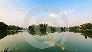 Bela cena do lago do Parque do Ibirapuera em SÃÂ£o Paulo, Brasil, no final da tarde photo