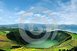 Beautiful lake of Sete Cidades, Azores, Portugal Europe photo