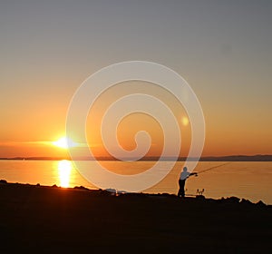 Beautiful lake at sundown