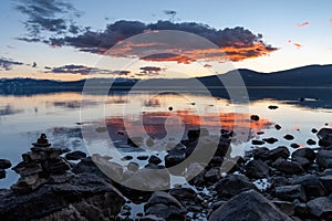 Beautiful Lake Tahoe sunset at Kings Beach