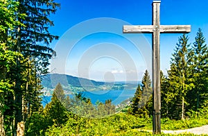 Beautiful lake Tegernsee sourrounded by mountains in Bavaria - G