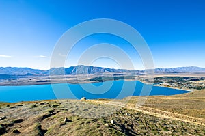 Beautiful Lake Tekapo view from the summit of Mount John