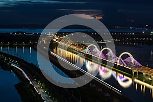 Beautiful lake view at night on jiujiang