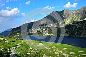 The beautiful lakes Wielki Staw and Przedni Staw in the High Tatras, Poland