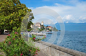 Beautiful lakeside promenade gardone, garda lake, italy