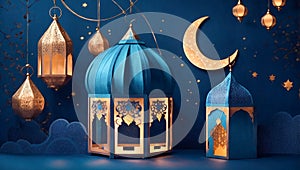 Beautiful lamp holiday Ramadan muslim culture fanoos occasion islamic design month