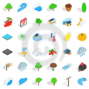 Beautiful land icons set, isometric style