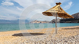 Beautiful landscape on the Adriatic Sea. Sunny April day. Baska Voda Croatia