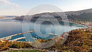 Beautiful landscape on the Adriatic Sea. Sunny April day. Baska Voda Croatia