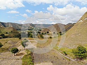 Beautiful landscape aerial view at Savana purukambera, Sumba island