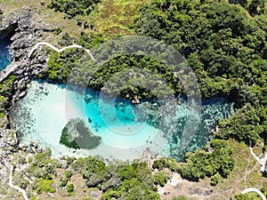 Beautiful landscape aerial view at weekuri lagoon, Sumba island photo