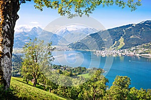 Beautiful landscape with Alps and mountain lake in Zell am See, Austria photo