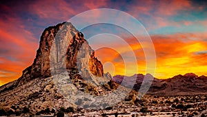 Beautiful landscape of Arizona desert and cliffs captured at sunset