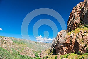 Beautiful landscape of Armenia, view of the mountains and gorge at Noravank Monastery