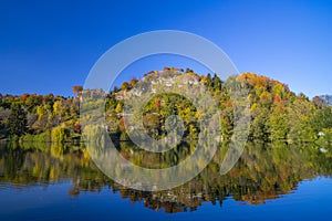 Beautiful landscape Autumn forest and lake