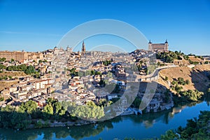 Beautiful landscape on the banks of the river Tagus near the anc