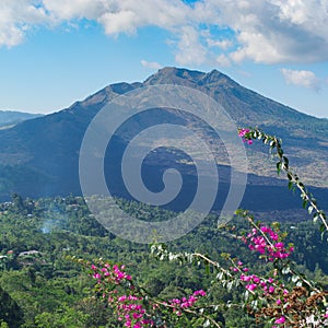 Beautiful landscape with a Batur volcano and lake.
