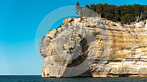 Beautiful landscape of the bay a cliff near a lake in Michigan