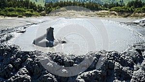 Beautiful landscape with Berca Muddy Volcanoes in Buzau, Romania