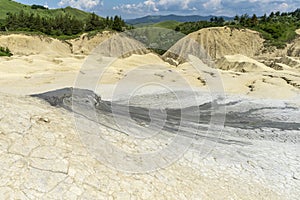 Beautiful landscape with Berca Muddy Volcanoes in Buzau, Romania