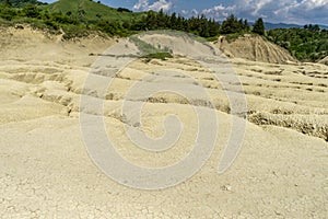 Beautiful landscape with Berca Muddy Volcanoes in Buzau, Romania