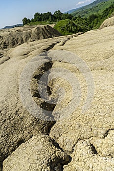 Beautiful landscape with Berca Muddy Volcanoes in Buzau, Romania