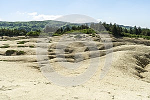 Beautiful landscape with Berca Muddy Volcanoes in Buzau, Romania