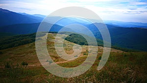 Beautiful landscape of Bieszczady National Park. Panorama view from peak