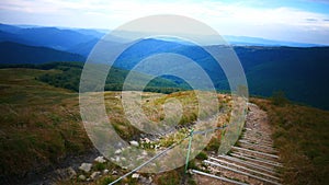 Beautiful landscape of Bieszczady National Park. Panorama view from Szeroki Wierch peak