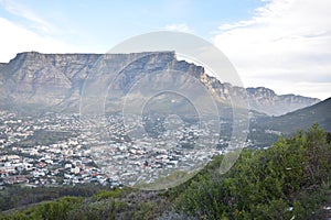 Beautiful Landscape with the big Table Mountain photographed from the Signal Hill in Cape Town, South Africa