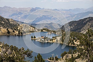 Beautiful landscape of Black lake (Estany negre) in the natural park of Aigestortes y Estany de Sant Maurici