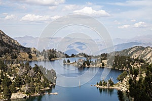 Beautiful landscape of Black lake (Estany negre) in the natural park of Aigestortes y Estany de Sant Maurici