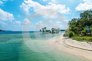 Beautiful landscape of blue sky sea sand