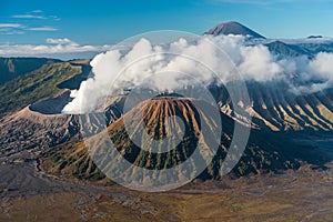 Beautiful landscape of Bromo active volcano mountain in a morning , East Java island in Indonesia