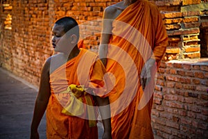 A monk in Wat Yai Chai Mongkhon in Ayutthaya, Thailand.