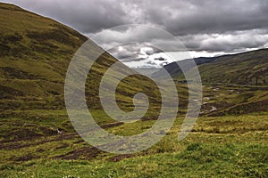 Beautiful landscape in Cairngorm Mountains. Royal Deeside, Braemar, Aberdeenshire, Scotland