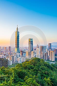 Beautiful landscape and cityscape of taipei 101 building and architecture in the city