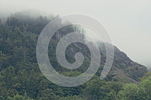 Beautiful landscape in with clouds in the valleys. Wales, Cymru